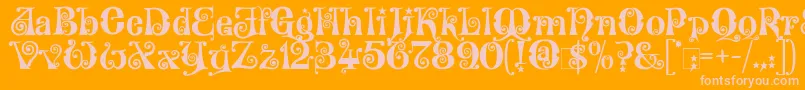 Wonderland-fontti – vaaleanpunaiset fontit oranssilla taustalla