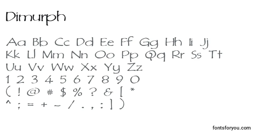 Schriftart Dimurph – Alphabet, Zahlen, spezielle Symbole
