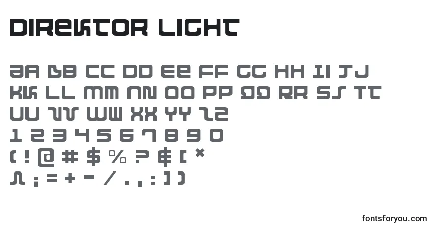 Schriftart Direktor Light – Alphabet, Zahlen, spezielle Symbole