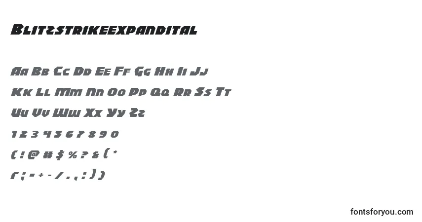 Fuente Blitzstrikeexpandital - alfabeto, números, caracteres especiales