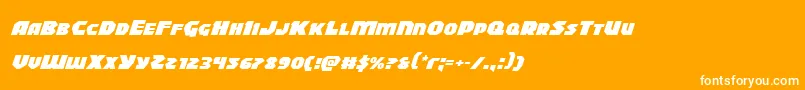Fonte Blitzstrikeexpandital – fontes brancas em um fundo laranja