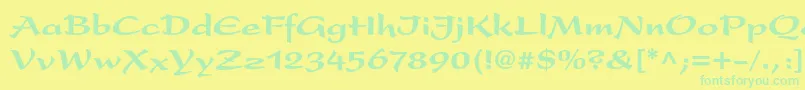 Fonte PresentltstdBlack – fontes verdes em um fundo amarelo