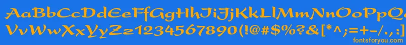 フォントPresentltstdBlack – オレンジ色の文字が青い背景にあります。