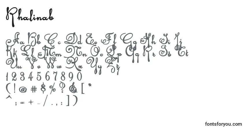 A fonte Rhalinab – alfabeto, números, caracteres especiais