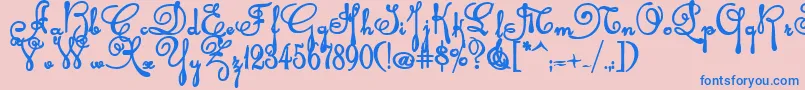 Rhalinab Font – Blue Fonts on Pink Background