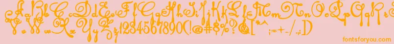 Rhalinab-Schriftart – Orangefarbene Schriften auf rosa Hintergrund