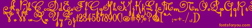 Rhalinab Font – Orange Fonts on Purple Background