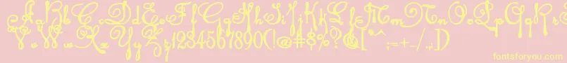 Rhalinab Font – Yellow Fonts on Pink Background