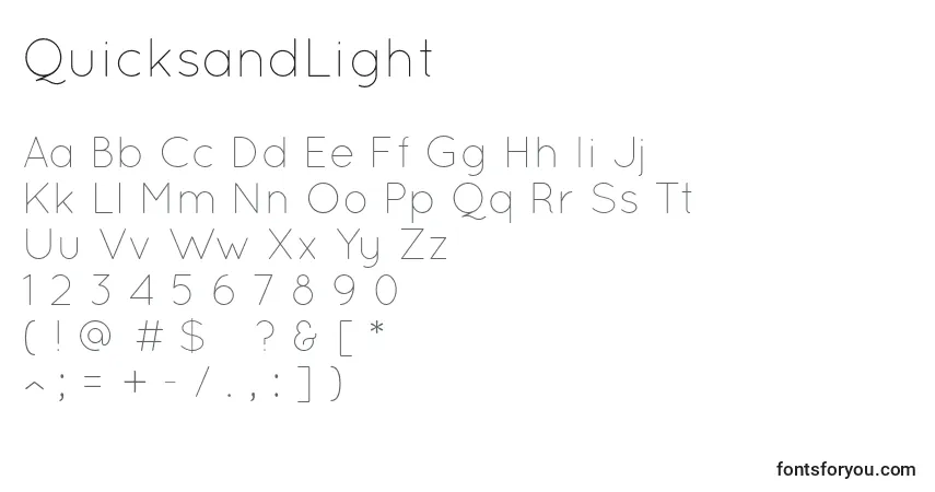 A fonte QuicksandLight – alfabeto, números, caracteres especiais