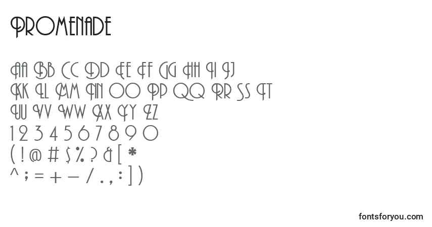 A fonte Promenade – alfabeto, números, caracteres especiais
