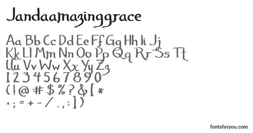 A fonte Jandaamazinggrace – alfabeto, números, caracteres especiais