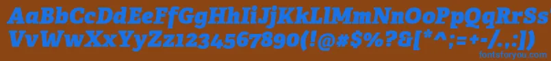 AdelleCyrillicHeavyItalic Font – Blue Fonts on Brown Background