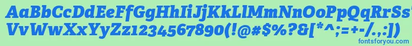 AdelleCyrillicHeavyItalic-fontti – siniset fontit vihreällä taustalla