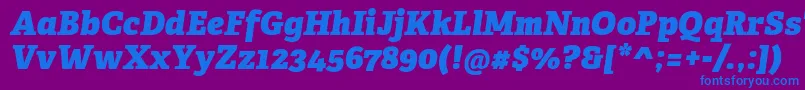 AdelleCyrillicHeavyItalic-fontti – siniset fontit violetilla taustalla