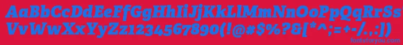 Czcionka AdelleCyrillicHeavyItalic – niebieskie czcionki na czerwonym tle