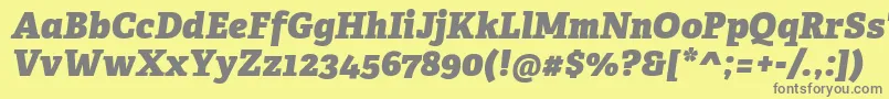フォントAdelleCyrillicHeavyItalic – 黄色の背景に灰色の文字
