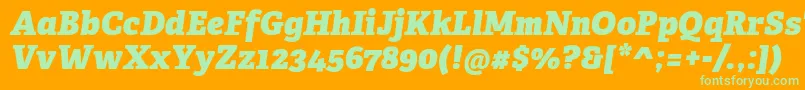 AdelleCyrillicHeavyItalic Font – Green Fonts on Orange Background