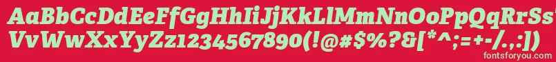 Fonte AdelleCyrillicHeavyItalic – fontes verdes em um fundo vermelho