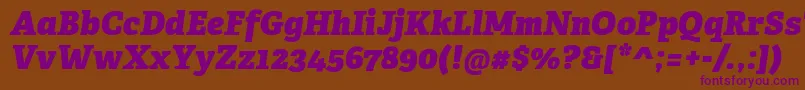 AdelleCyrillicHeavyItalic-Schriftart – Violette Schriften auf braunem Hintergrund