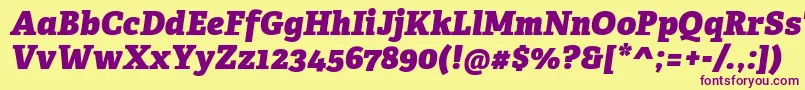AdelleCyrillicHeavyItalic Font – Purple Fonts on Yellow Background