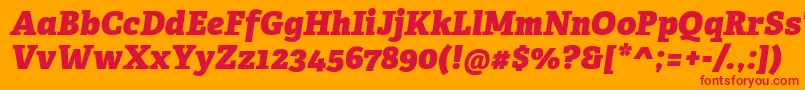 AdelleCyrillicHeavyItalic-Schriftart – Rote Schriften auf orangefarbenem Hintergrund