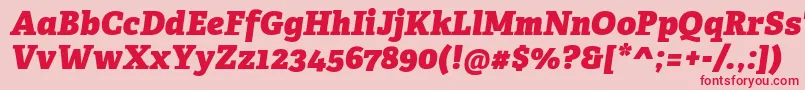 Fonte AdelleCyrillicHeavyItalic – fontes vermelhas em um fundo rosa