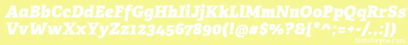 AdelleCyrillicHeavyItalic-Schriftart – Weiße Schriften auf gelbem Hintergrund