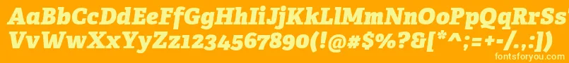 AdelleCyrillicHeavyItalic-fontti – keltaiset fontit oranssilla taustalla