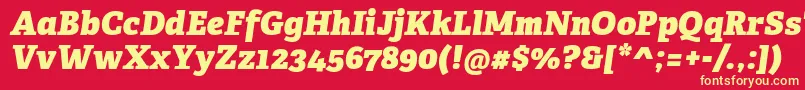 AdelleCyrillicHeavyItalic-fontti – keltaiset fontit punaisella taustalla