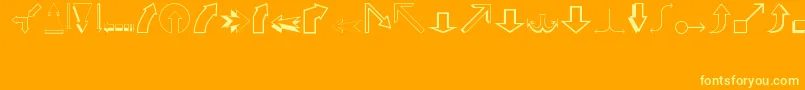 Arrows2-Schriftart – Gelbe Schriften auf orangefarbenem Hintergrund