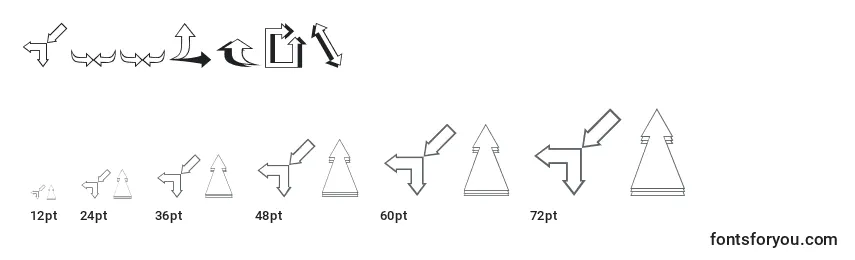Größen der Schriftart Arrows2