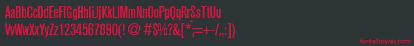 Шрифт A750SansCdMediumRegular – красные шрифты на чёрном фоне