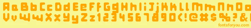 フォントFatpixel – オレンジの文字が黄色の背景にあります。