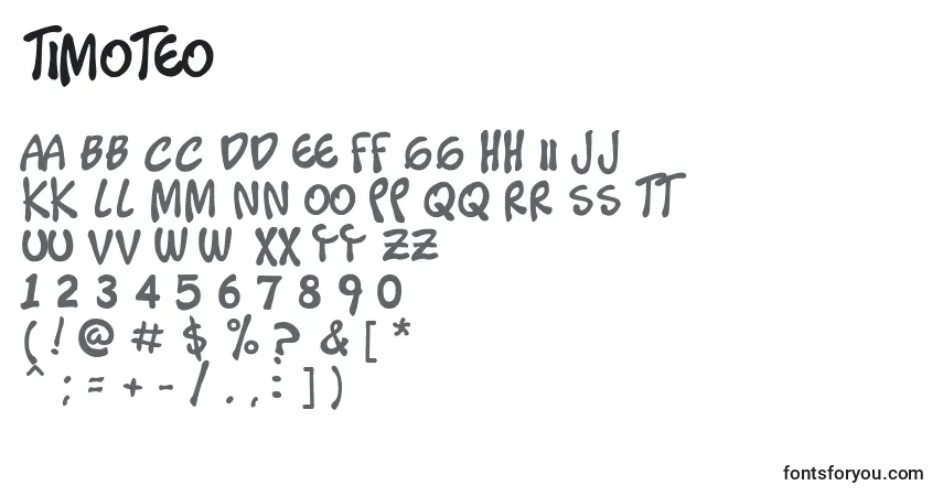Czcionka Timoteo – alfabet, cyfry, specjalne znaki