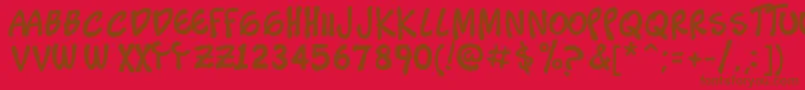 フォントTimoteo – 赤い背景に茶色の文字