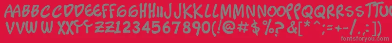 Timoteo-fontti – harmaat kirjasimet punaisella taustalla