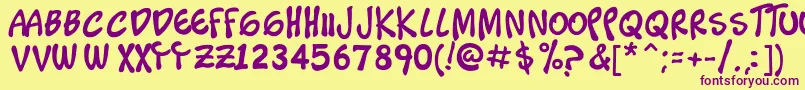 Timoteo-fontti – violetit fontit keltaisella taustalla