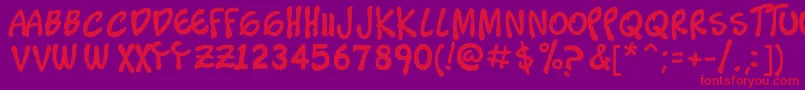 フォントTimoteo – 紫の背景に赤い文字
