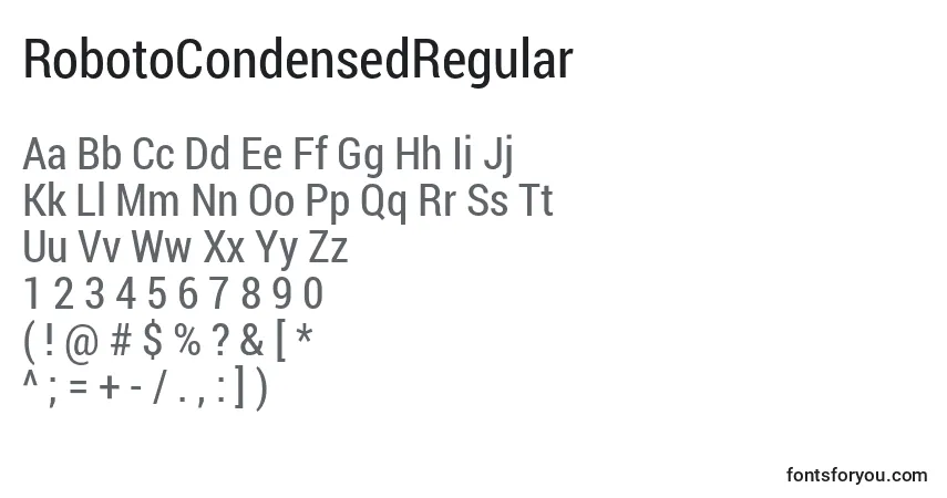 RobotoCondensedRegular-fontti – aakkoset, numerot, erikoismerkit