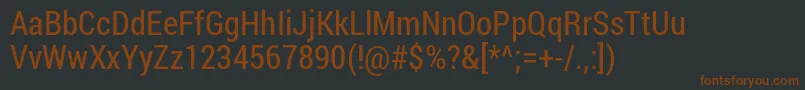 RobotoCondensedRegular-fontti – ruskeat fontit mustalla taustalla