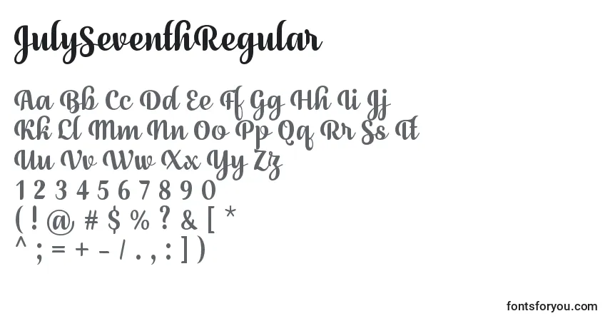 Schriftart JulySeventhRegular – Alphabet, Zahlen, spezielle Symbole