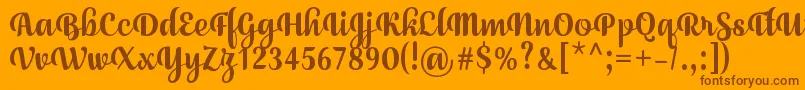 JulySeventhRegular-Schriftart – Braune Schriften auf orangefarbenem Hintergrund