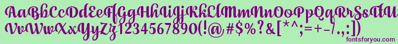 JulySeventhRegular Font – Purple Fonts on Green Background