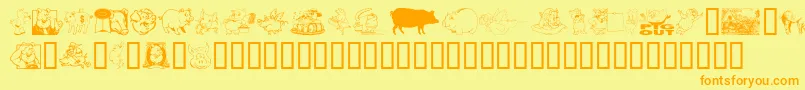 フォントEinschwe – オレンジの文字が黄色の背景にあります。