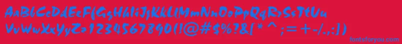 StaccatoAv Font – Blue Fonts on Red Background