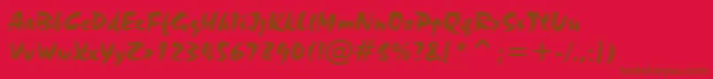 Fonte StaccatoAv – fontes marrons em um fundo vermelho