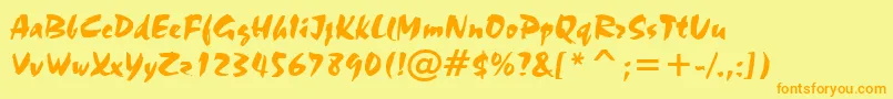 Czcionka StaccatoAv – pomarańczowe czcionki na żółtym tle