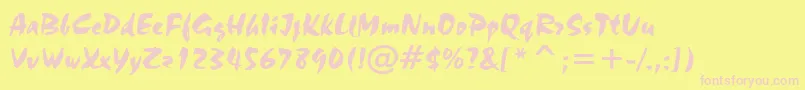 StaccatoAv-Schriftart – Rosa Schriften auf gelbem Hintergrund