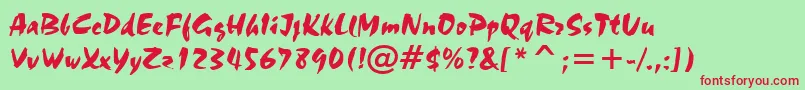 StaccatoAv Font – Red Fonts on Green Background