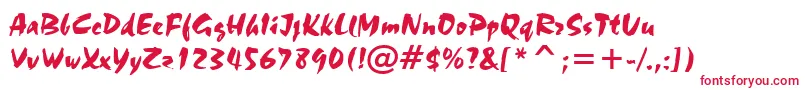 フォントStaccatoAv – 白い背景に赤い文字